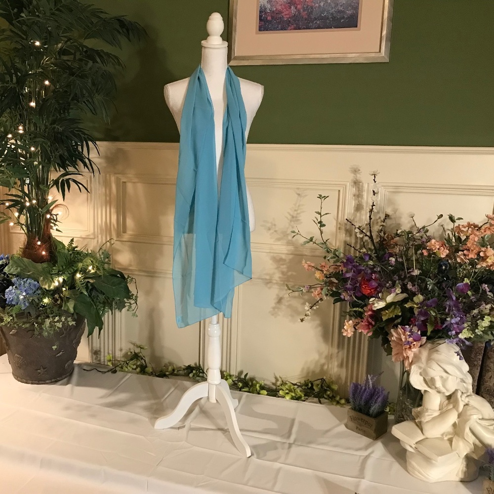 Turquoise Blue chiffon scarf